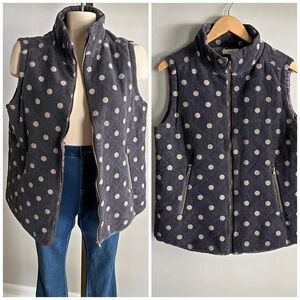 EASEL Boutique gray polka dot zip corduroy pocket vest jacket